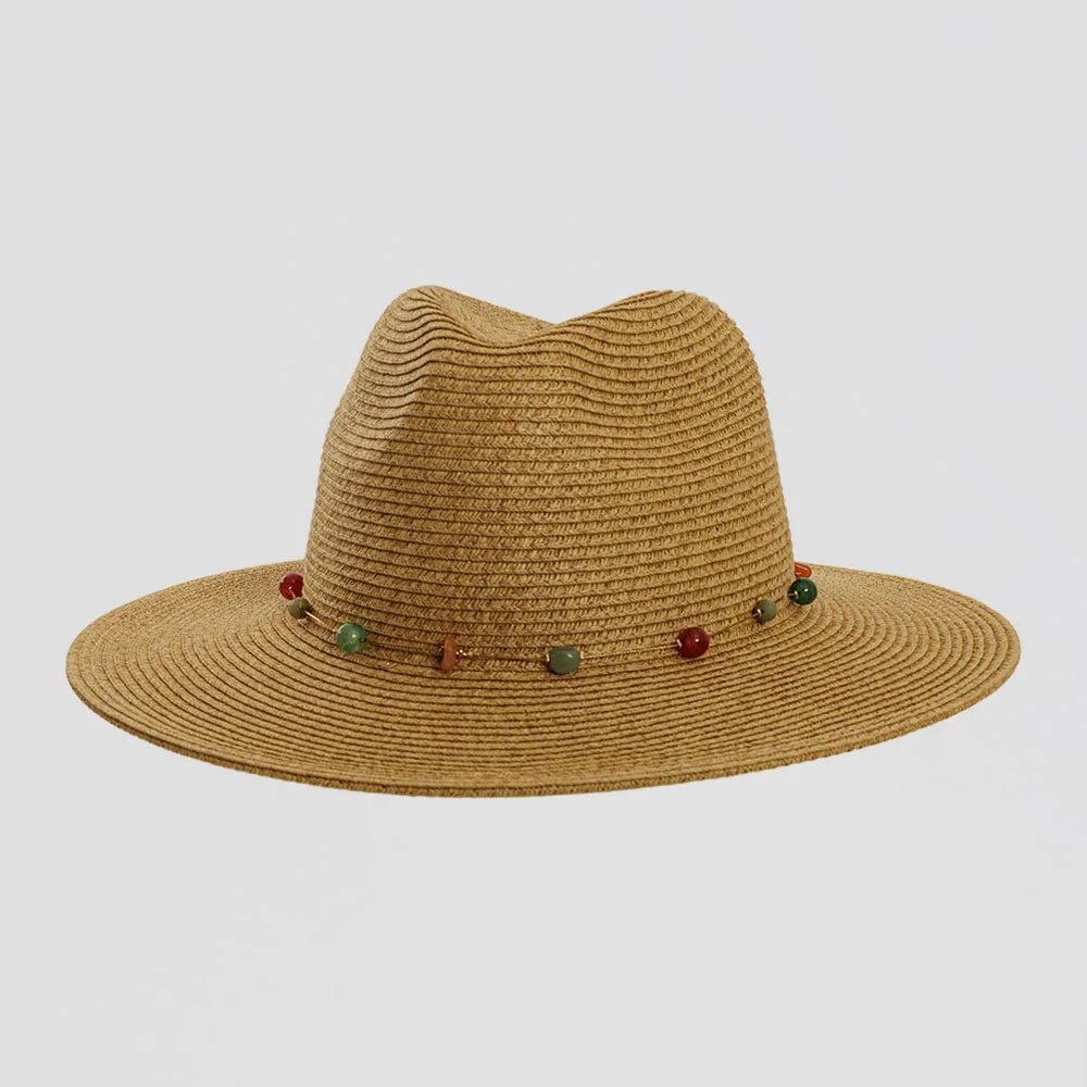 Jewel Toast Sun Straw Hat Front View