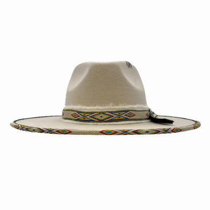 Lakota | Womens Wool Felt Rancher Fedora Hat with Tribal Trim