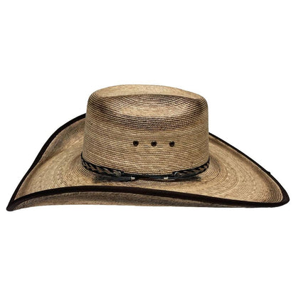 A side view of a Laredo Straw Tan Cowboy Hat 