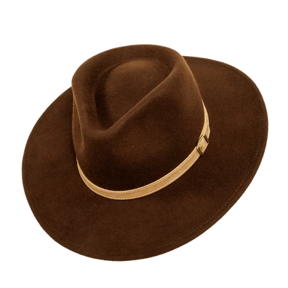 Lassen Brown Felt Outback Hat Angled View