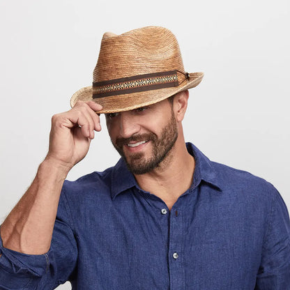 Layne | Mens Palm Leaf Straw Fedora Hat