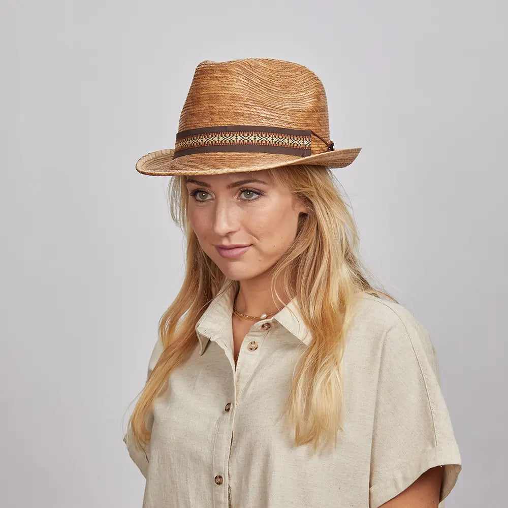 Layne | Womens Palm Leaf Straw Fedora Hat