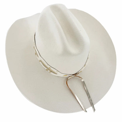 Lizzie | Womens White Felt Cattleman Cowgirl Hat with Gold Concho Hat Band