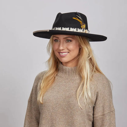 Lounge | Womens Black Pencil Rim Felt Hat