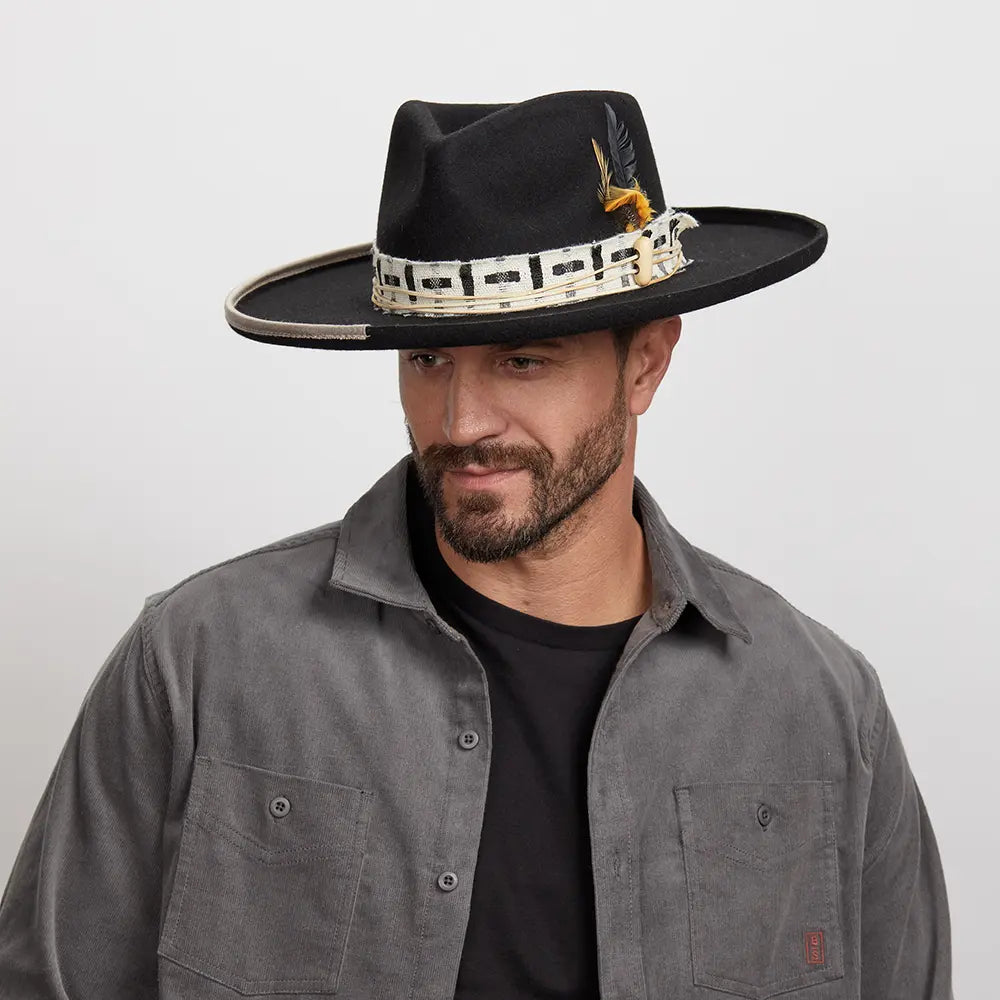 Lounge | Mens Black Pencil Rim Felt Hat