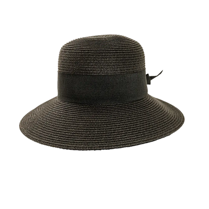 Lucie Black Sun Straw Hat Front View