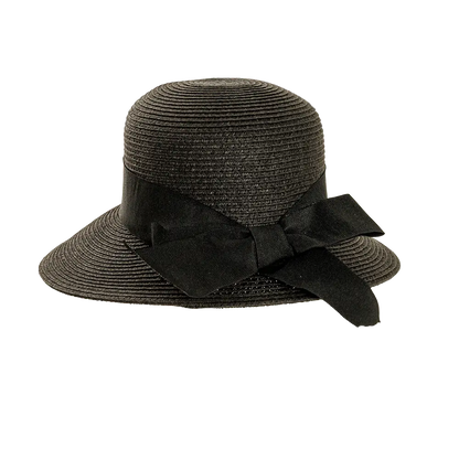 Lucie Black Sun Straw Hat Back View