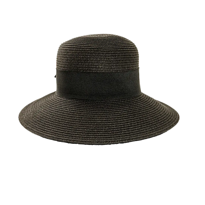 Lucie Black Sun Straw Hat Front View