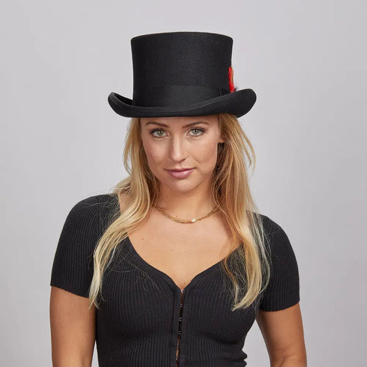 Majestic | Womens Wool Top Hat with Carriage Hat Band