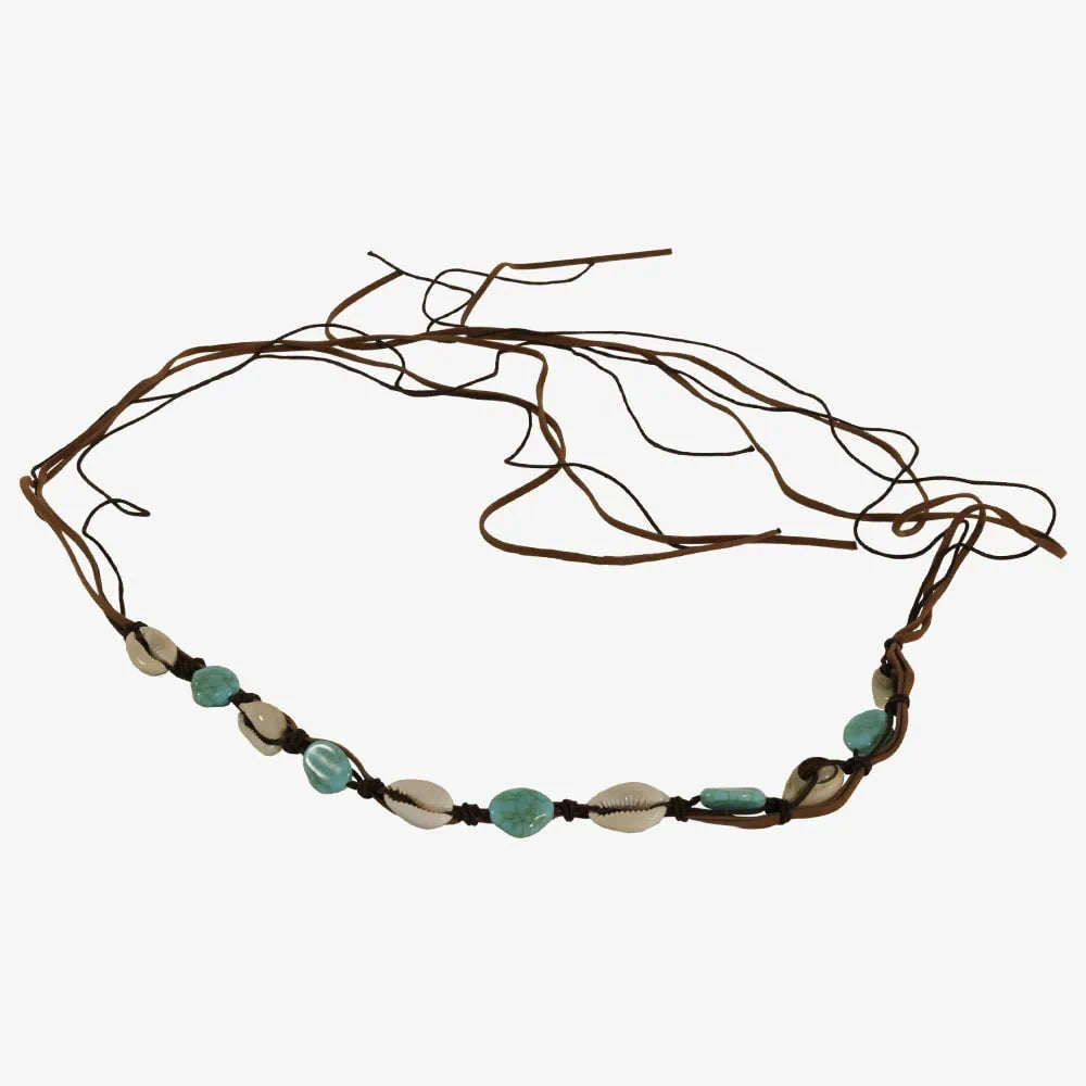 Marin | Suede Hat Band with Ivory Shells and Opal Stones