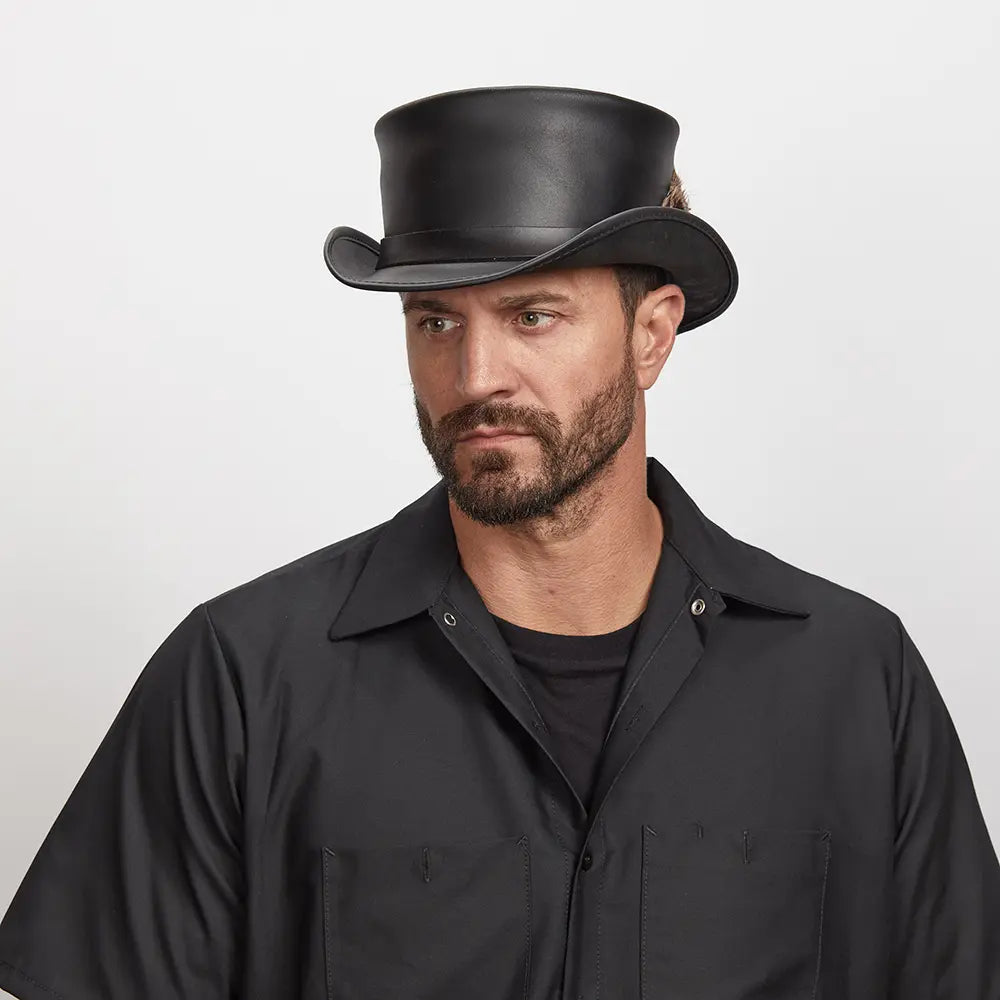 Marlow LT | Mens Leather Top Hat with LT Hat Band