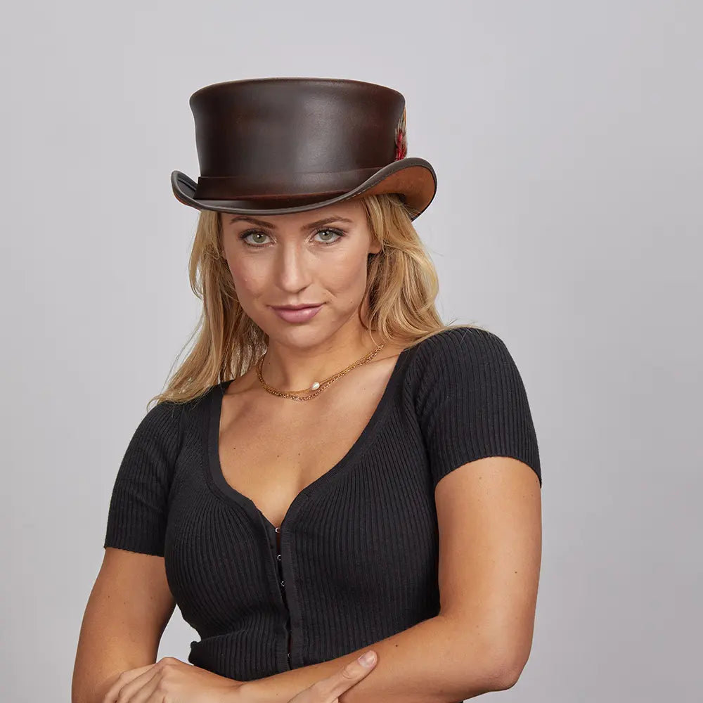 Marlow LT | Womens Leather Top Hat with LT Hat Band