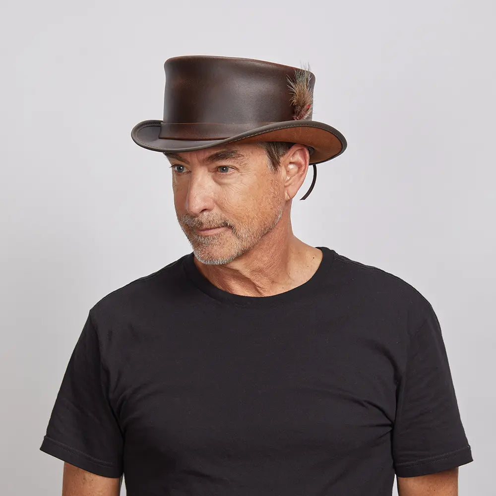 Marlow LT | Mens Leather Top Hat with LT Hat Band