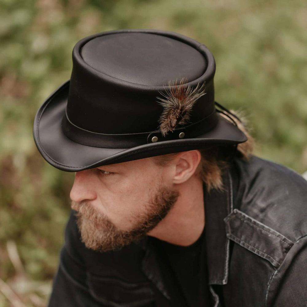 Marlow Black Finished Top Hat with LT Band Crown  by American Hat Makers