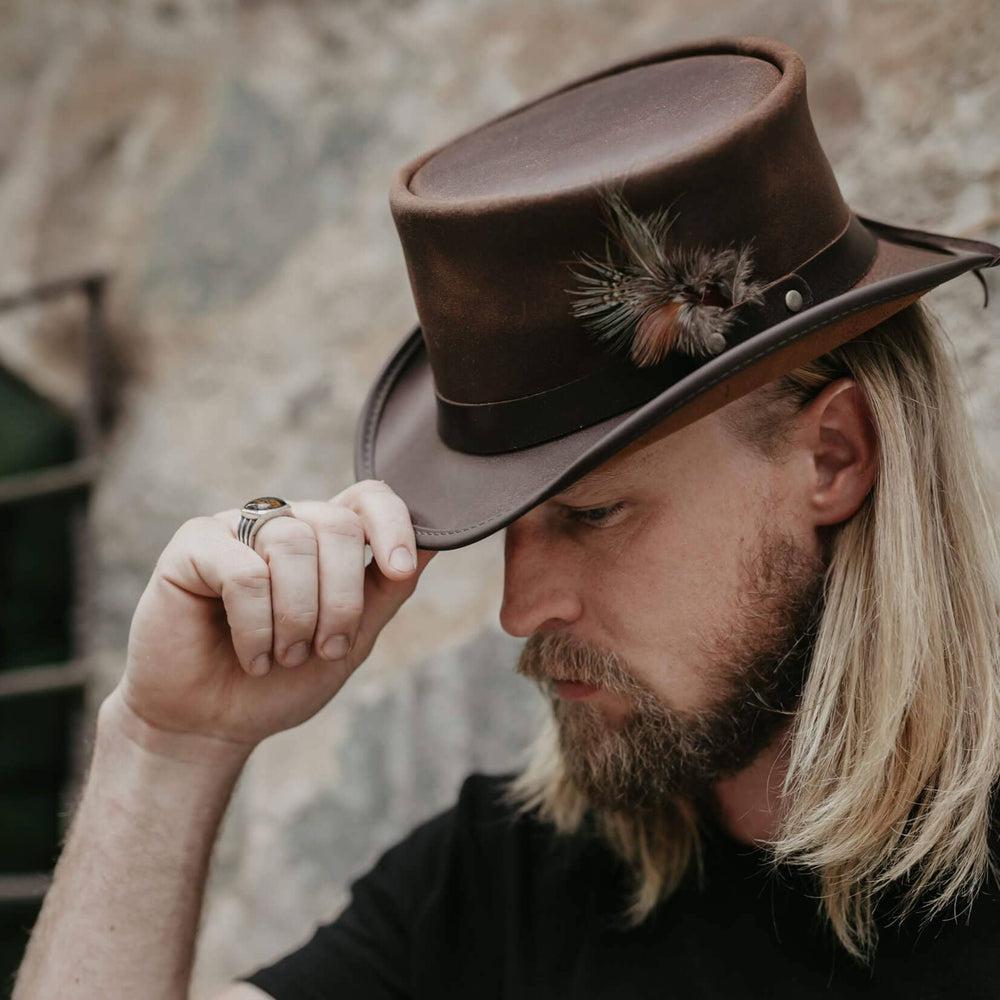 Marlow Brown Finished Top Hat with LT Band by American Hat Makers