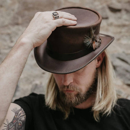 Marlow Brown Finished Top Hat with LT Band by American Hat Makers