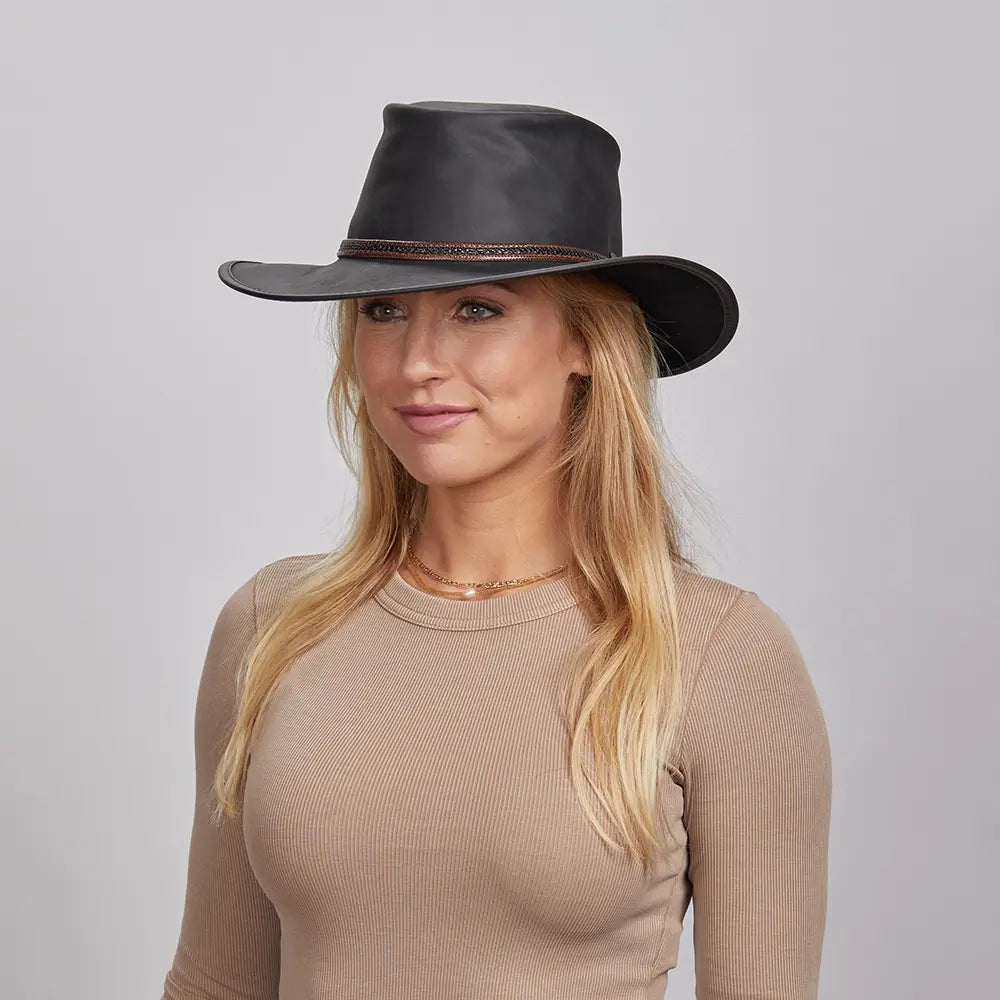 Midnight Rider | Womens Leather Outback Hat