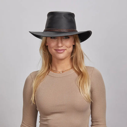 Midnight Rider | Womens Leather Outback Hat