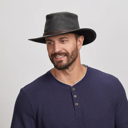 Midnight Rider | Mens Leather Outback Hat