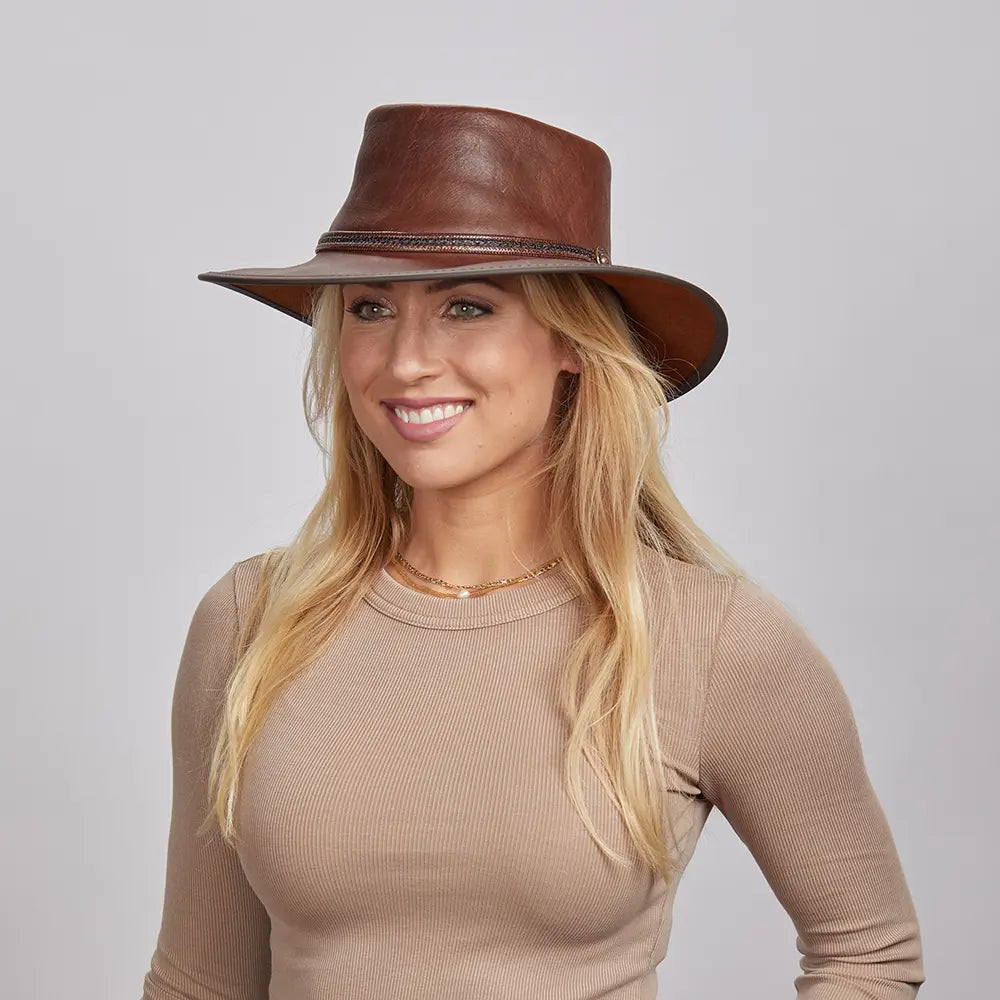 Midnight Rider | Womens Leather Outback Hat