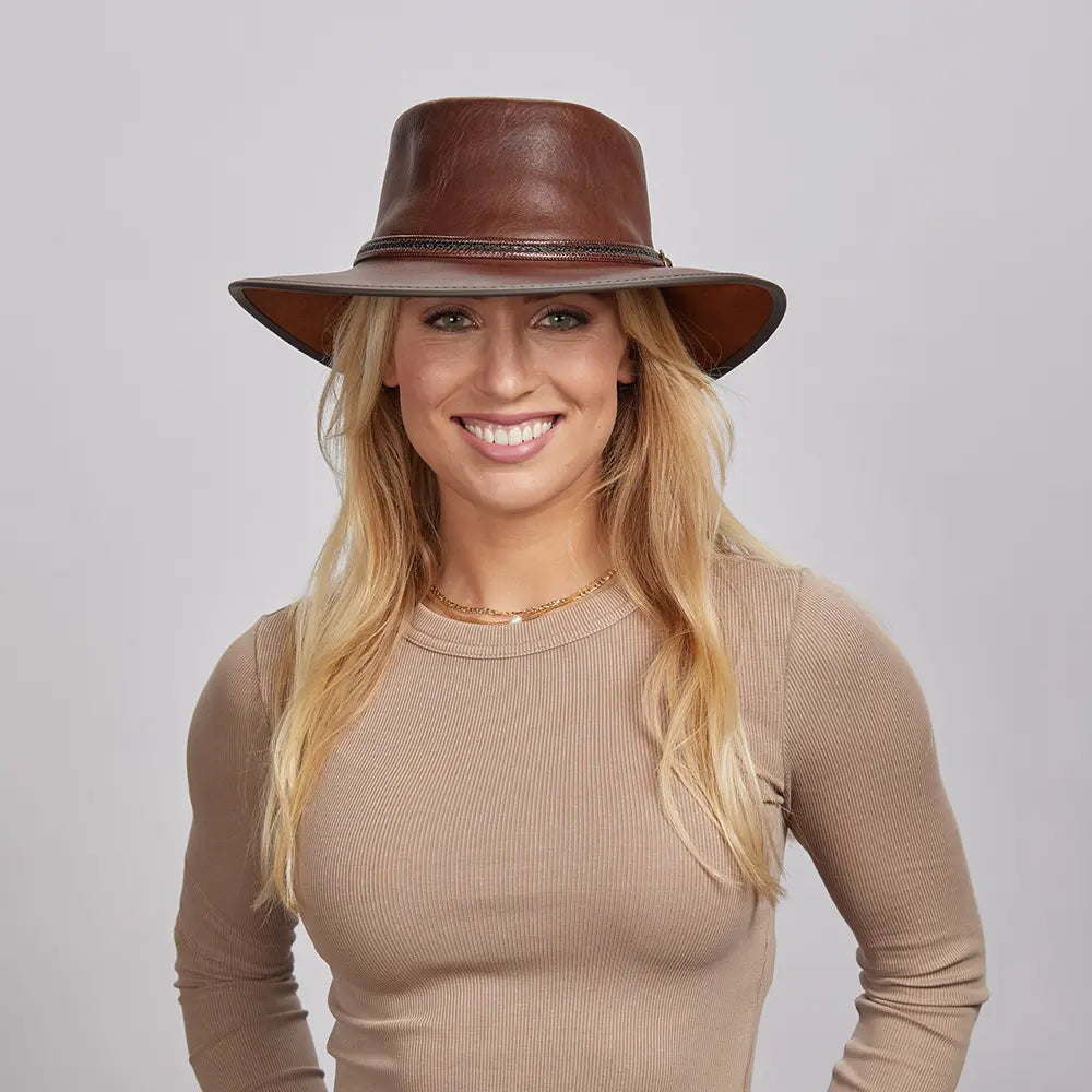 Midnight Rider | Womens Leather Outback Hat