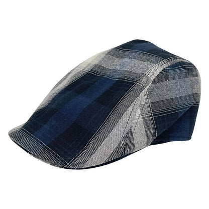 Mikey Navy Plaid Flat Cap Newsboy by American Hat Makers