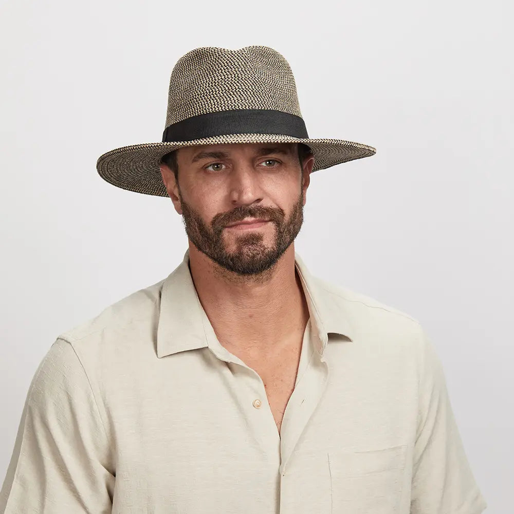 Nero | Mens Two-Tone Woven Straw Fedora Hat