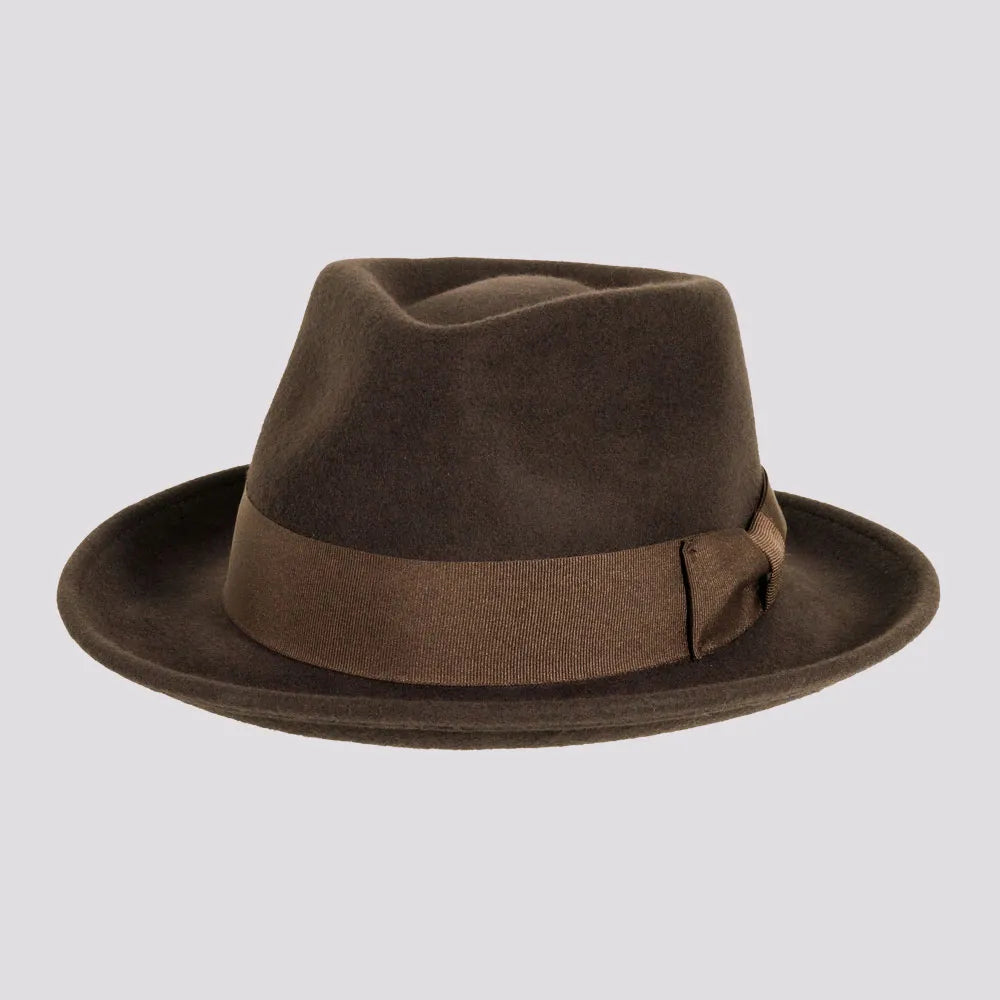 Newark | Mens Crushable Wool Felt Teardrop Fedora Hat