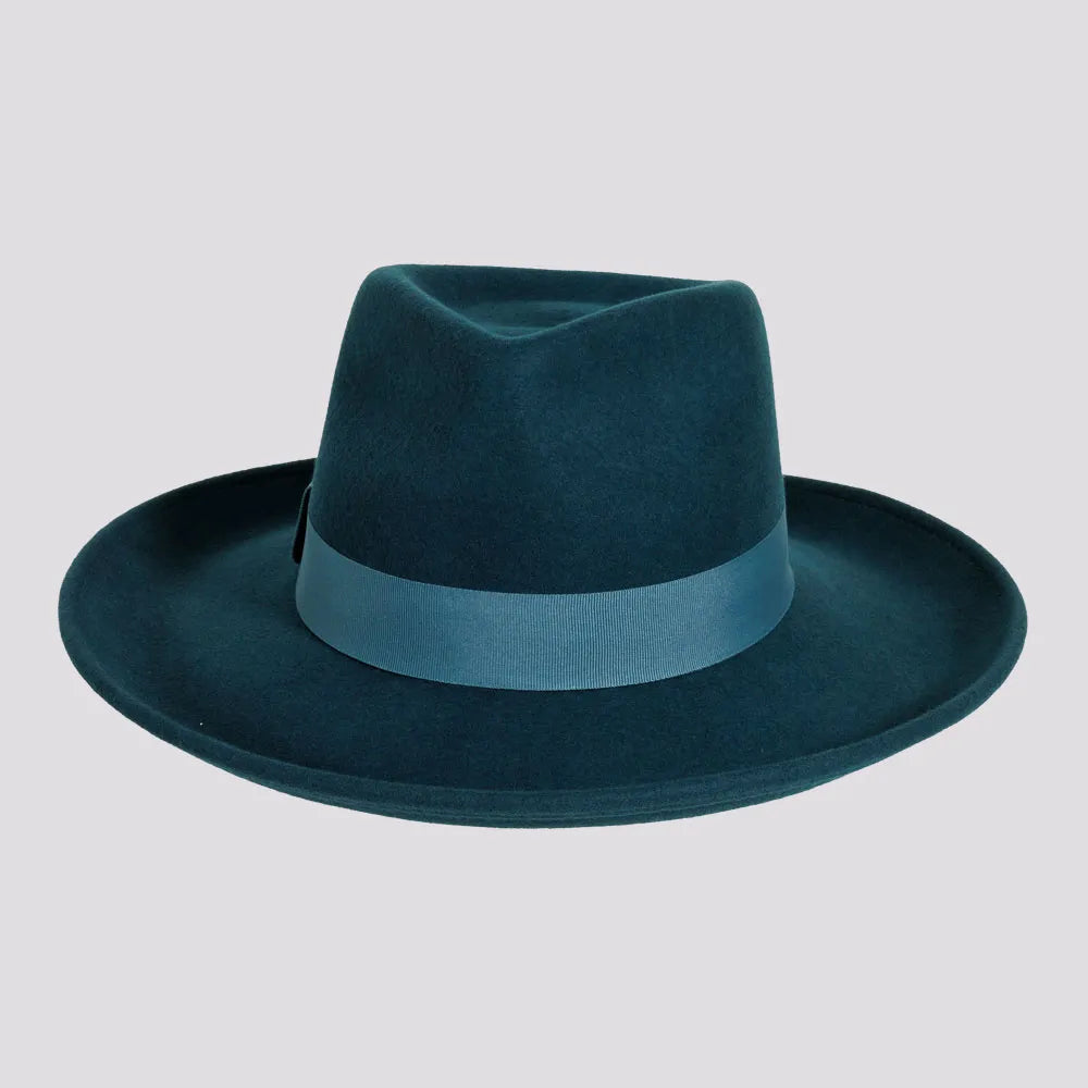 Oakley | Womens Crushable Wool Felt Teardrop Fedora Hat with Curled Brim