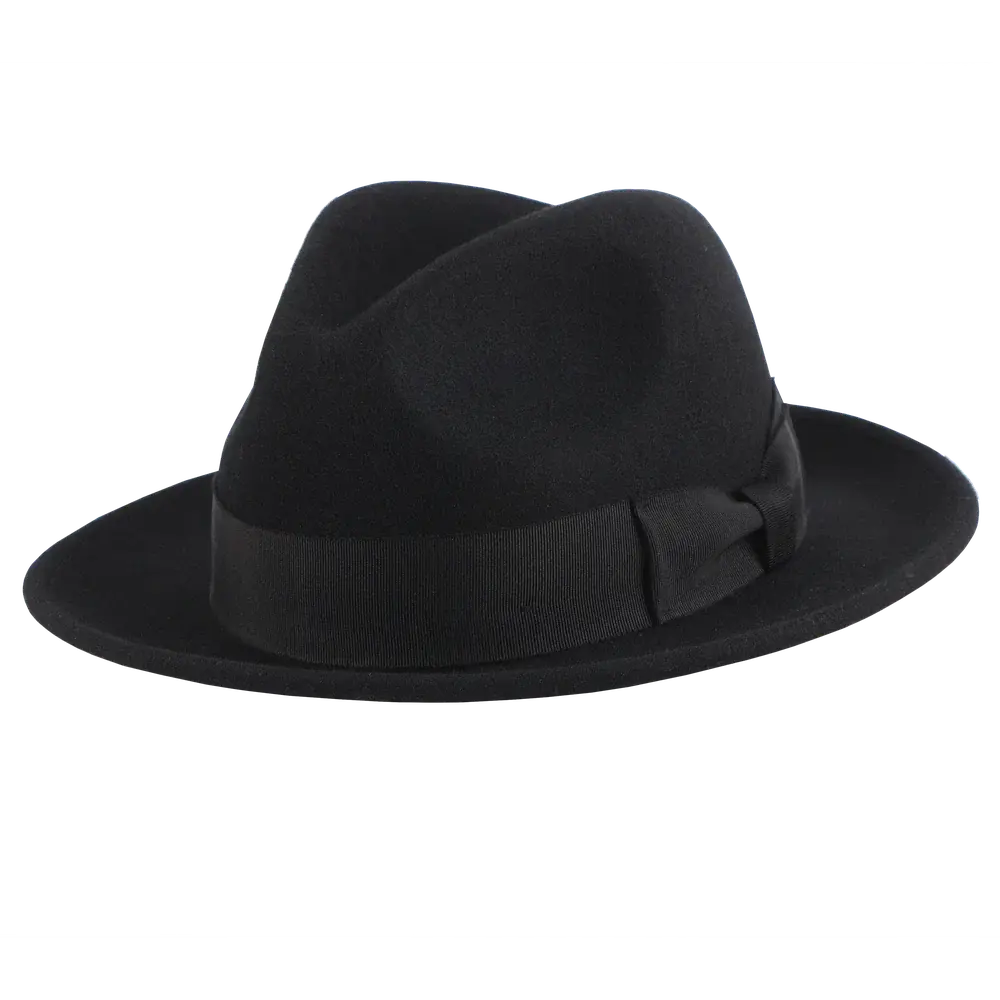 Pablo Black Felt Fedora Side View