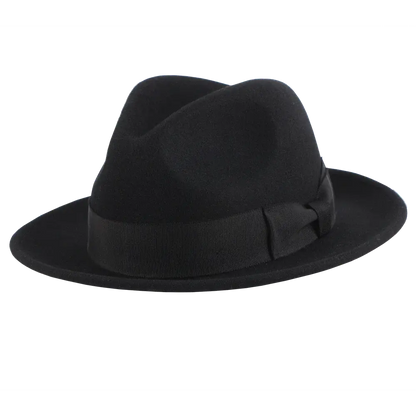 Pablo Black Felt Fedora Side View