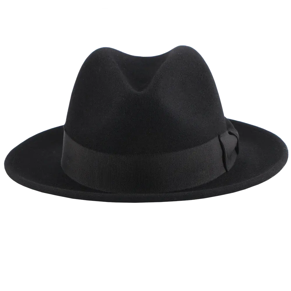 Pablo Black Felt Fedora Front View