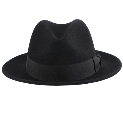 Pablo Black Felt Fedora Front View