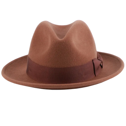 Pablo Brown Felt Fedora Front View