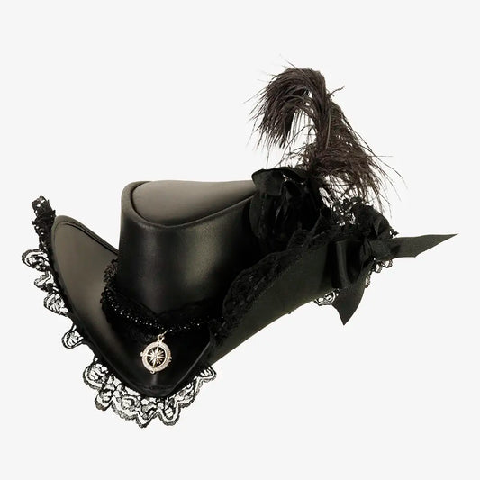Posh | Womens Genuine Leather and Lace Steampunk Top Hat