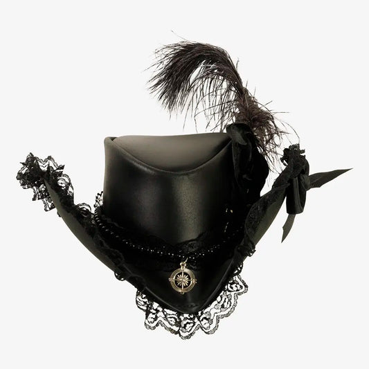 Posh | Womens Genuine Leather and Lace Steampunk Top Hat