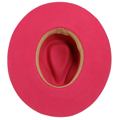 rancher pink fedora felt bottom view