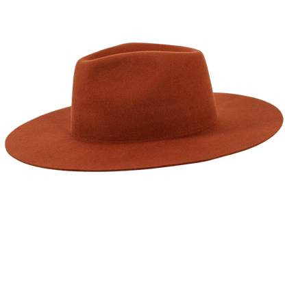 rancher coral fedora hat side view