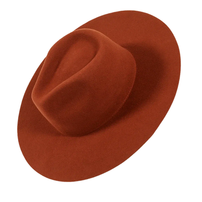 rancher coral fedora hat angled view