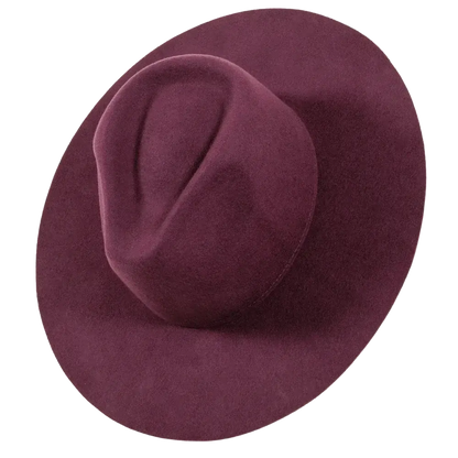 rancher plum fedora hat top view