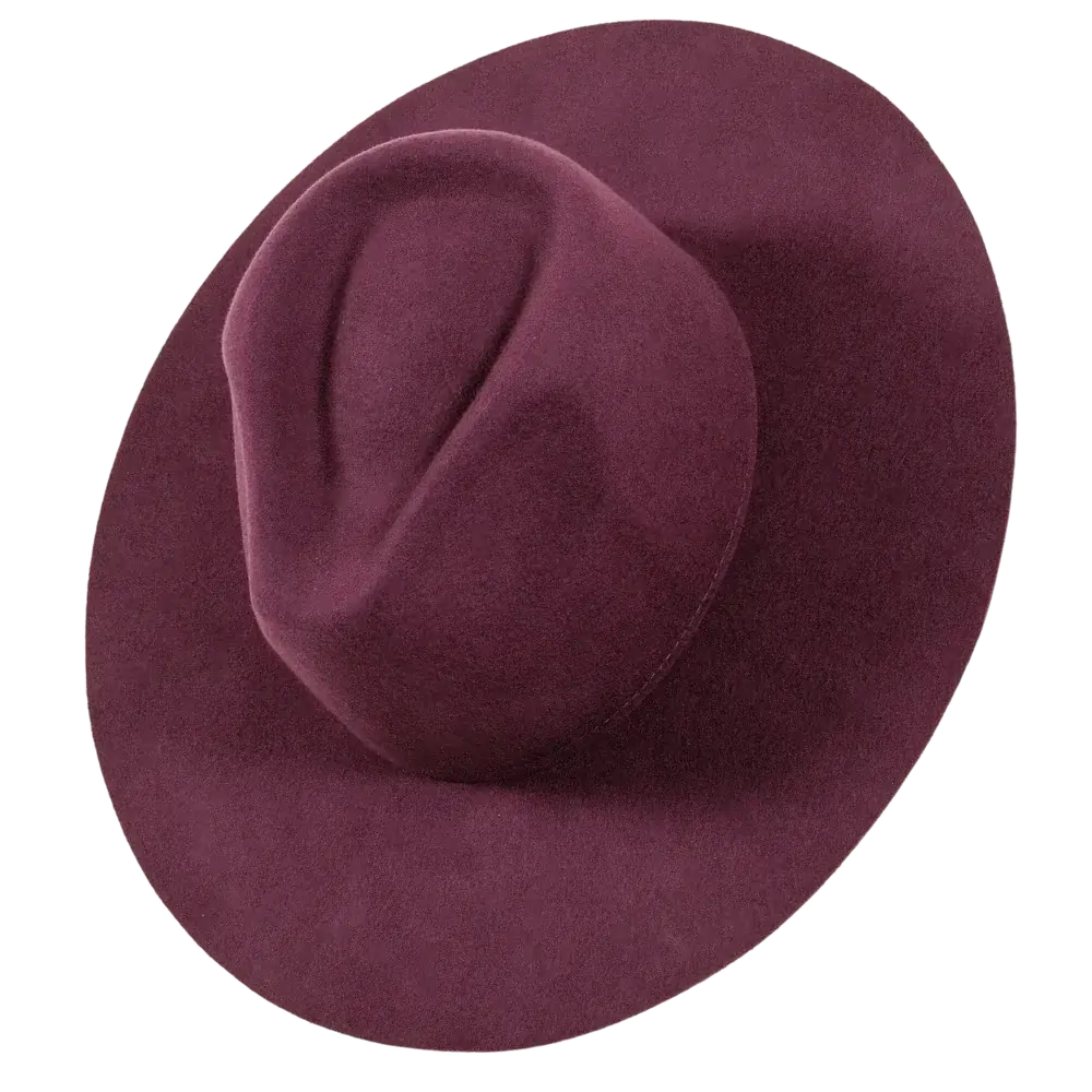 rancher plum fedora hat top view