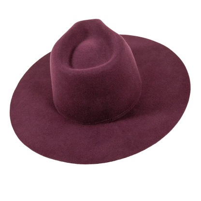 rancher plum fedora hat back view