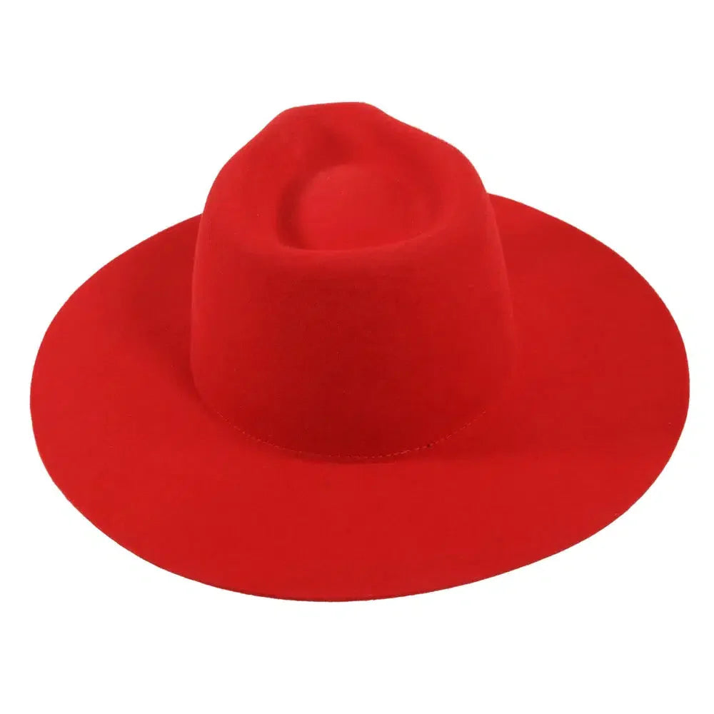 womens rancher red fedora hat top view