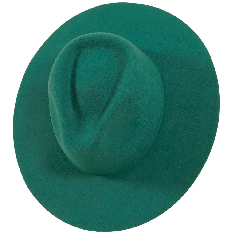 womens rancher teal fedora hat top view