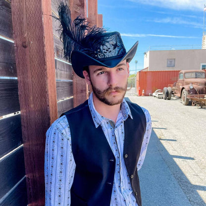 Reversible Ren Red & Silver Leather Hat by American Hat Makers