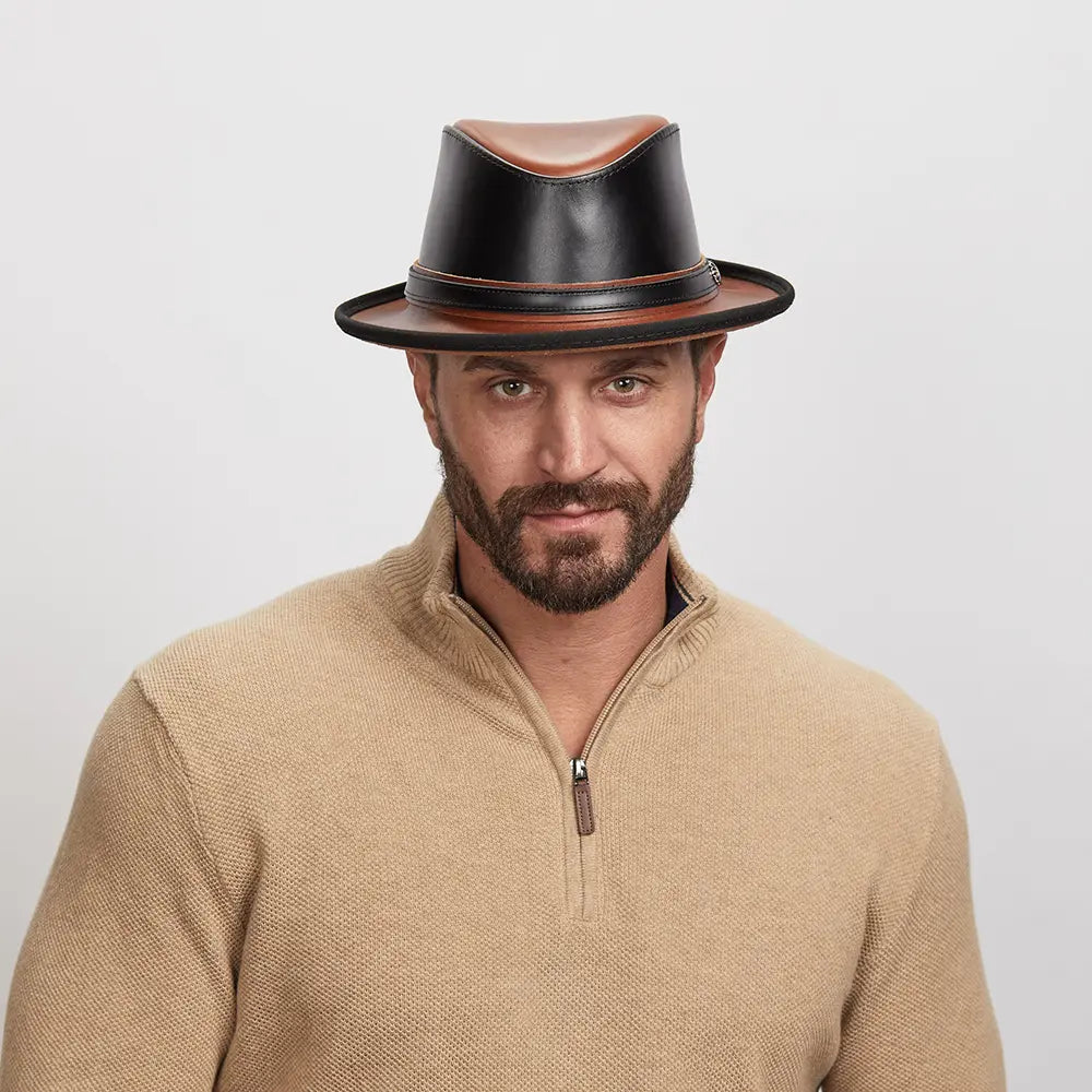 Rocky | Mens Leather Fedora Hat