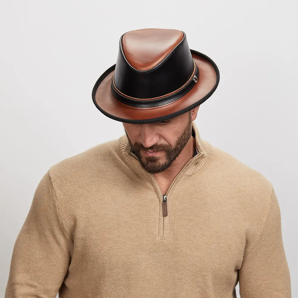 Rocky | Mens Leather Fedora Hat