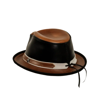 rocky black leather fedora back view