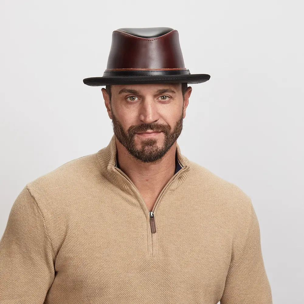 Rocky | Mens Leather Fedora Hat