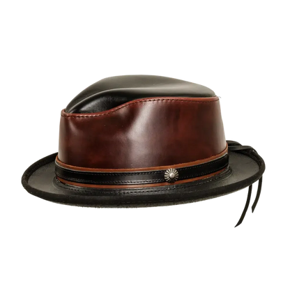 rocky wine leather fedora side view